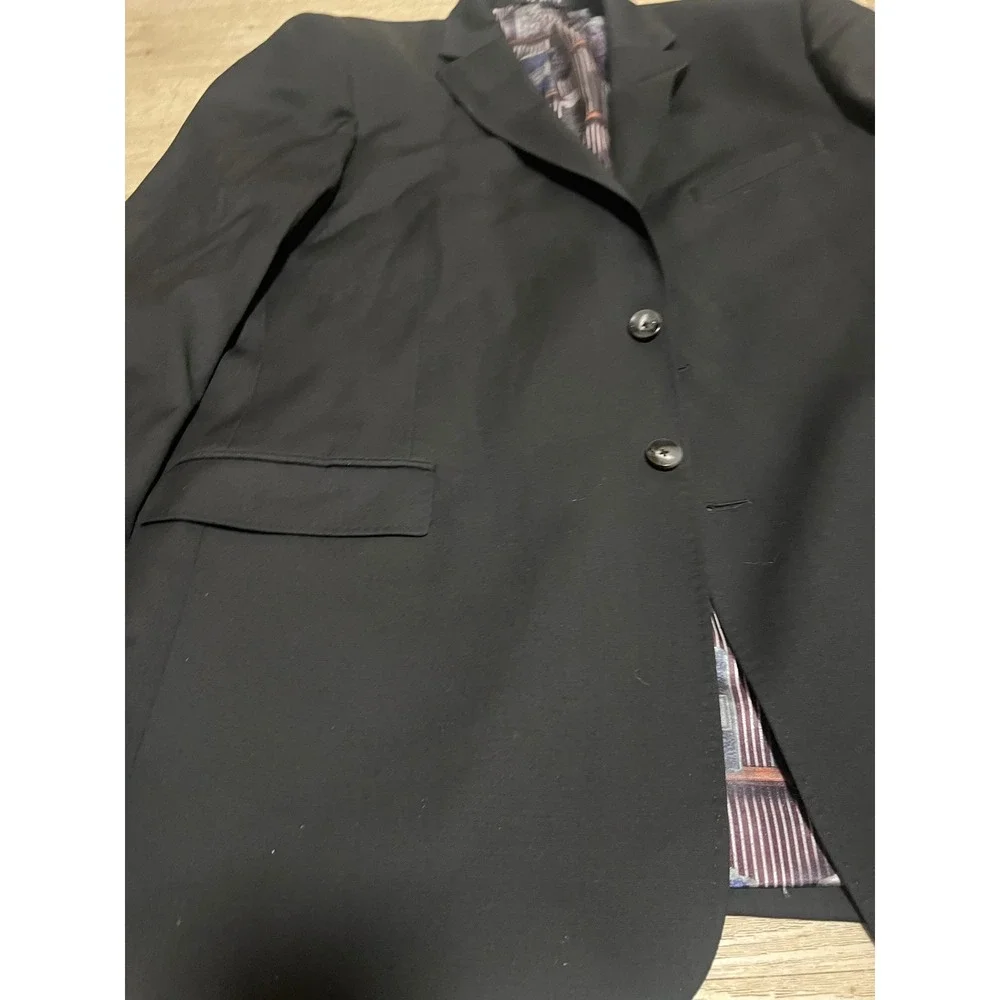 Ted‎ Baker London Modern Fit Black Wool Blazer Jacket Size 46R Bottle Print